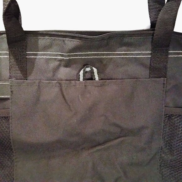 Gemline Zippered Tote Black Polyester Front Pocket - Picture 2 of 6